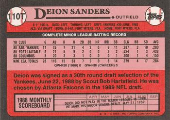1989 Topps Traded #110T Deion Sanders Back