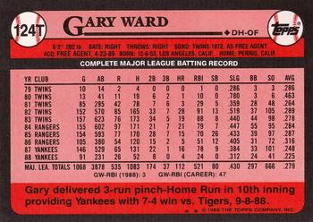 1989 Topps Traded #124T Gary Ward Back