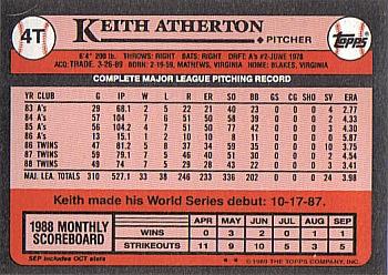 1989 Topps Traded #4T Keith Atherton Back