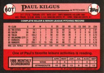 1989 Topps Traded #60T Paul Kilgus Back