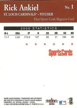 2001 Sports Cards Magazine 2000 Fleer Greats of the Game #1 Rick Ankiel Back