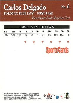 2001 Sports Cards Magazine 2000 Fleer Greats of the Game #6 Carlos Delgado Back