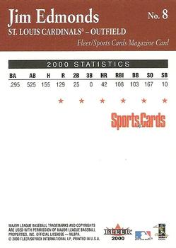 2001 Sports Cards Magazine 2000 Fleer Greats of the Game #8 Jim Edmonds Back