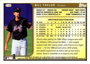 1999 Topps Traded and Rookies #T120 Bill Taylor Back