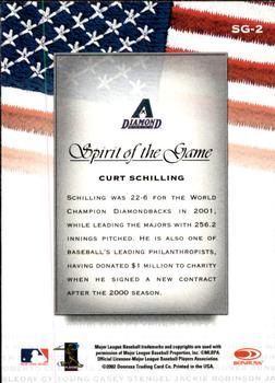 2002 Donruss Studio - Spirit of the Game #SG-2 Curt Schilling  Back