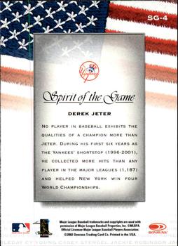 2002 Donruss Studio - Spirit of the Game #SG-4 Derek Jeter  Back