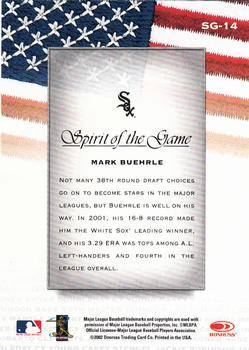 2002 Donruss Studio - Spirit of the Game #SG-14 Mark Buehrle  Back