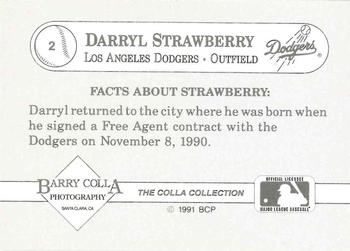 1991 The Colla Collection Darryl Strawberry #2 Darryl Strawberry Back