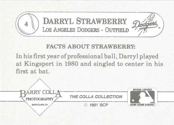 1991 The Colla Collection Darryl Strawberry #4 Darryl Strawberry Back