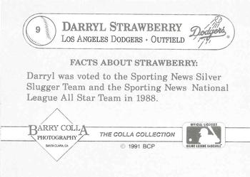 1991 The Colla Collection Darryl Strawberry #9 Darryl Strawberry Back