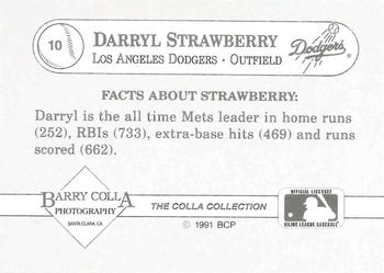 1991 The Colla Collection Darryl Strawberry #10 Darryl Strawberry Back