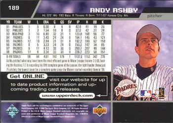 1999 Upper Deck #189 Andy Ashby Back