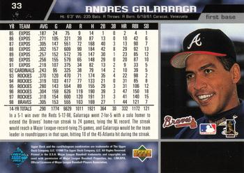 1999 Upper Deck #33 Andres Galarraga Back