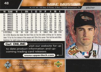 1999 Upper Deck #48 Mike Mussina Back