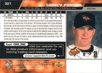 1999 Upper Deck #321 Sidney Ponson Back