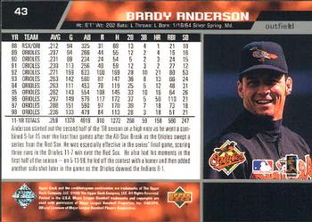 1999 Upper Deck #43 Brady Anderson Back