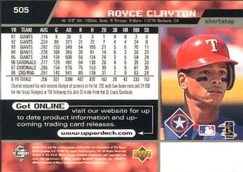 1999 Upper Deck #505 Royce Clayton Back
