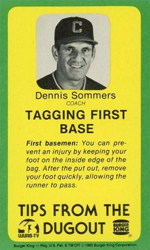 1982 Burger King Cleveland Indians #NNO Dennis Sommers Front