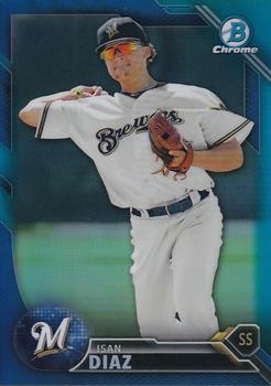 2016 Bowman Chrome - Prospects Blue Refractor #BCP232 Isan Diaz Front