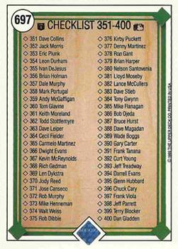 1989 Upper Deck #697 Checklist: 301-400 Back