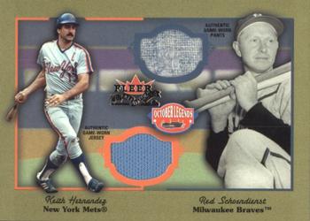 2002 Fleer Fall Classic - October Legends Game Used Dual #NNO Keith Hernandez  / Red Schoendienst Front