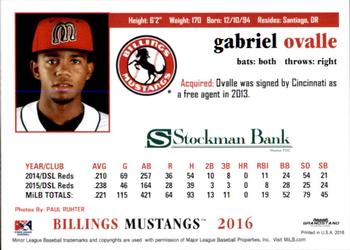 2016 Grandstand Billings Mustangs #NNO Gabriel Ovalle Back