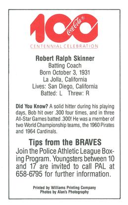 1986 Atlanta Braves Police #NNO Bob Skinner Back