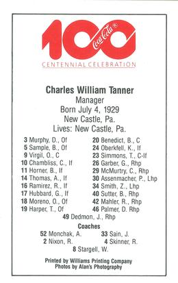 1986 Atlanta Braves Police #NNO Chuck Tanner Back