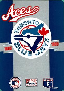 1995 Bicycle Aces Toronto Blue Jays Playing Cards #Q♣ Pat Borders Back