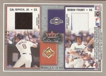 2002 Fleer Fall Classic - Rival Factions Game Used Quad #NNO Ozzie Smith / Alan Trammell / Cal Ripken Jr. / Robin Yount Back