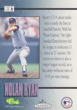 1996-97 Hallmark Keepsake Ornament Cards #HK1 Nolan Ryan Back