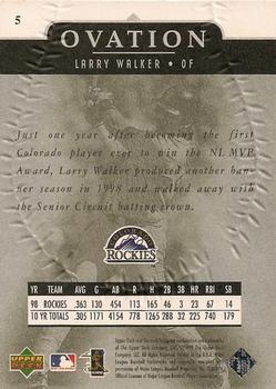 1999 Upper Deck Ovation #5 Larry Walker Back