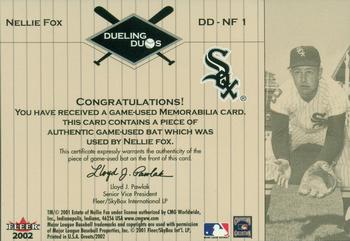 2002 Fleer Greats of the Game - Dueling Duos Game Used Single #DD-NF1 Nellie Fox / Rocky Colavito  Back