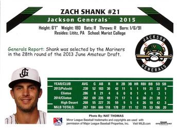 2015 Grandstand Jackson Generals #NNO Zach Shank Back