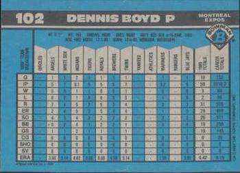 1990 Bowman #102 Dennis Boyd Back
