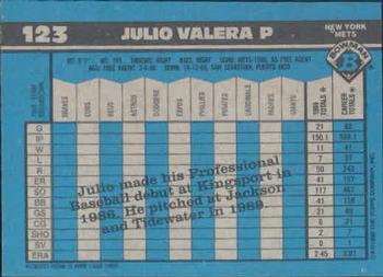 1990 Bowman #123 Julio Valera Back