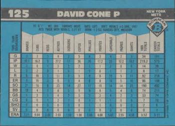 1990 Bowman #125 David Cone Back