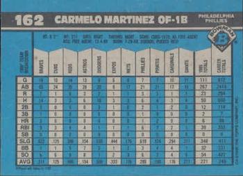 1990 Bowman #162 Carmelo Martinez Back