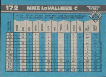 1990 Bowman #172 Mike LaValliere Back