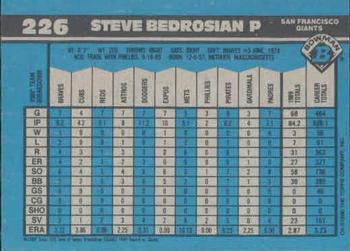 1990 Bowman #226 Steve Bedrosian Back