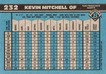 1990 Bowman #232 Kevin Mitchell Back