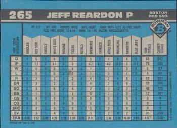 1990 Bowman #265 Jeff Reardon Back