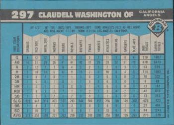 1990 Bowman #297 Claudell Washington Back
