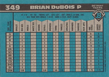 1990 Bowman #349 Brian DuBois Back