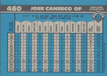 1990 Bowman #460 Jose Canseco Back
