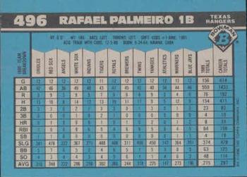 1990 Bowman #496 Rafael Palmeiro Back