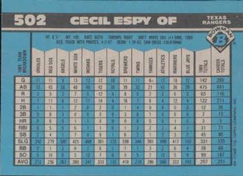 1990 Bowman #502 Cecil Espy Back