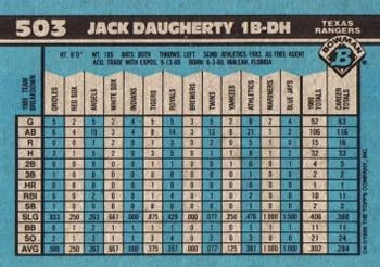 1990 Bowman #503 Jack Daugherty Back