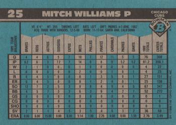1990 Bowman #25 Mitch Williams Back
