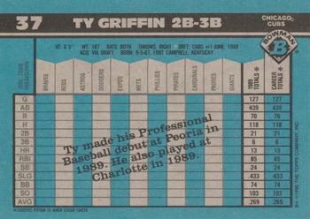 1990 Bowman #37 Ty Griffin Back